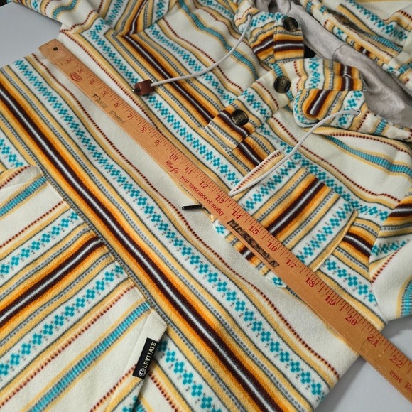 Levitate Mens Sweater Small Hooded Pullover Long Sleeve Striped Surfer Beach - Picture 9 of 12